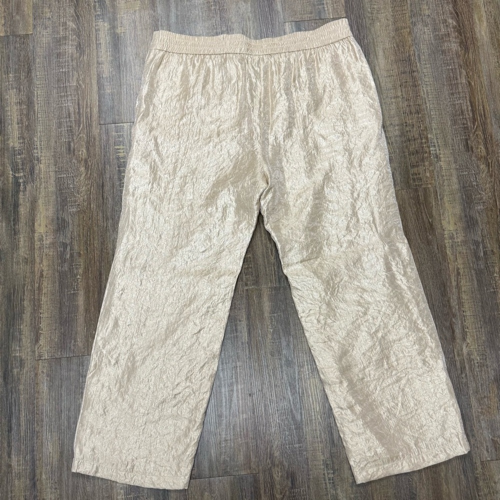 Chico's Metallic Gold Cream Travelers Pant Mesh Jacket Set Mother of the Bride - Picture 6 of 16